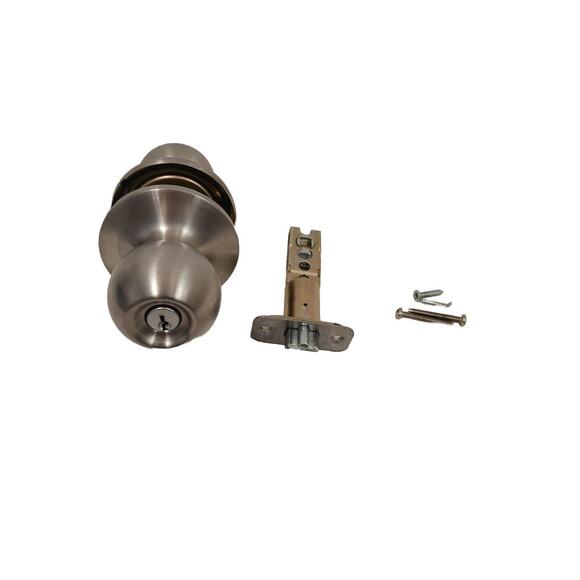 DEFIANT Door KNOB KEY Inside Bedroom Bathroom Turn BUTTON Silver SATIN Finish - Picture 3 of 10